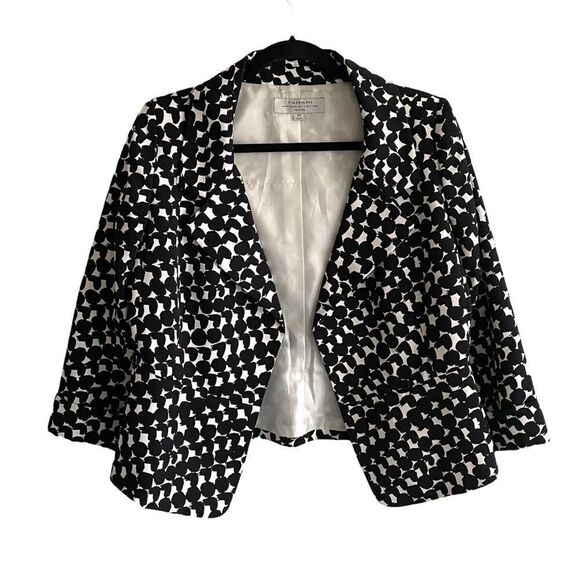 TAHARI ARTHUR S. LEVINE Black & White Graphic Printed Blazer Jacket 8P - Picture 3 of 8